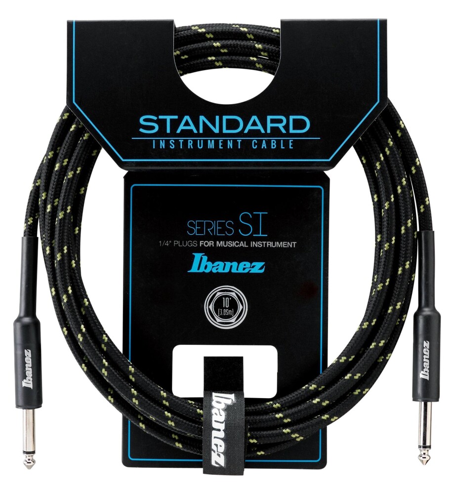 Ibanez SI10-BG Woven Guitar Cable 3,05m - Black/Green