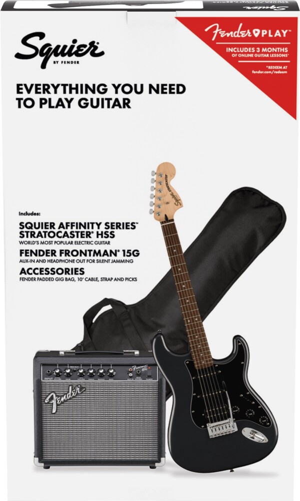 Fender Squier Strat Pack HSS Charcoal Frost Metallic IL