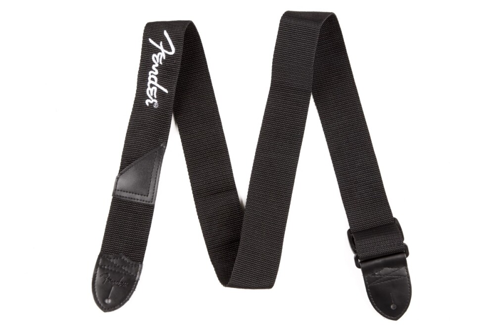 Fender Black Polyester Logo Strap WHT