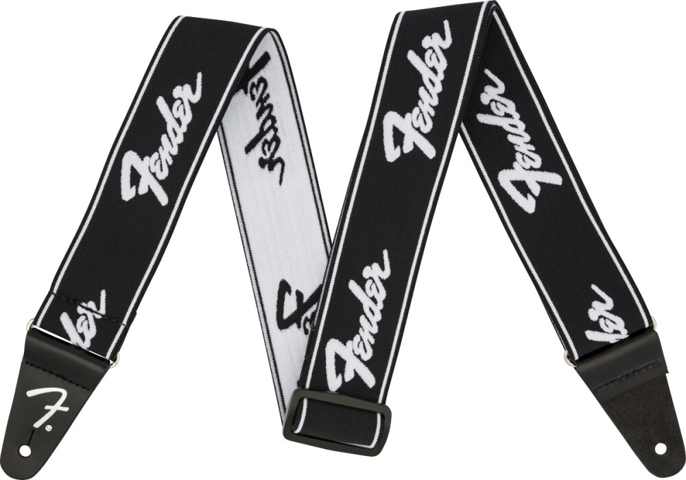 Fender Weighless Running Logo Strap Black and White